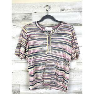 Closed Womens M Multicolor Short Sleeve 3/4 Button Up Soft Casual Summer T Shirt